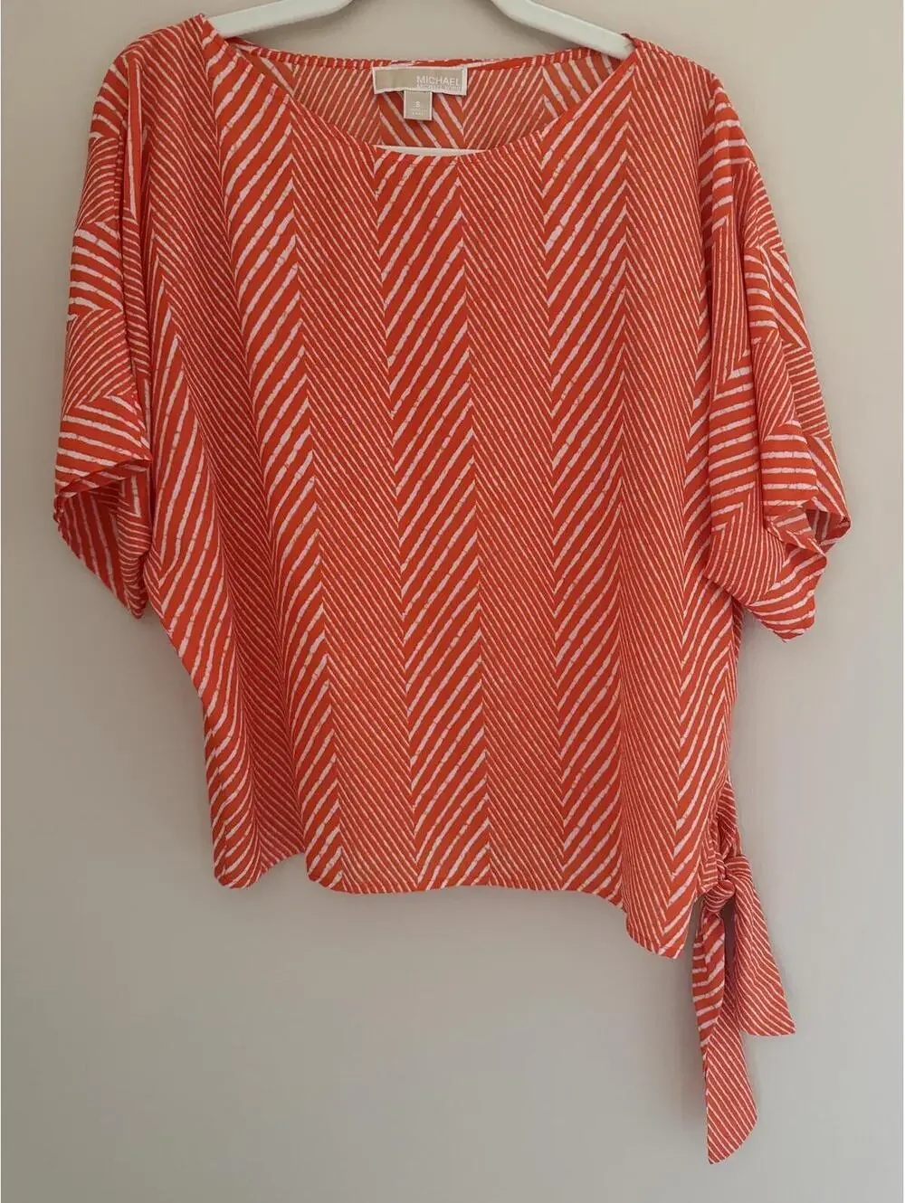 Michael Kors, S/M, tie on side, orange/white, like new